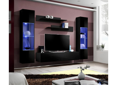 Modern television furniture with design shelves in 5 pieces