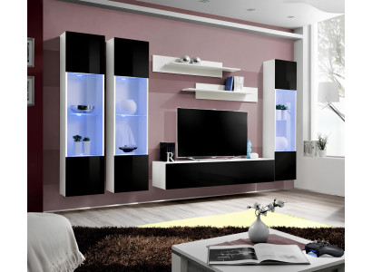 Modern living room furniture set with TV stand and shelves 6 pieces
