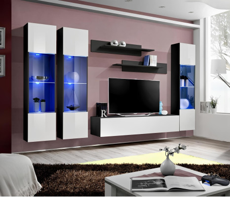 Complete luxury living room set 6 pcs modern wall-mounted display support for TV