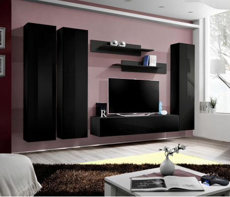 Living room furniture rtv Lowboard in black wood new modern furniture