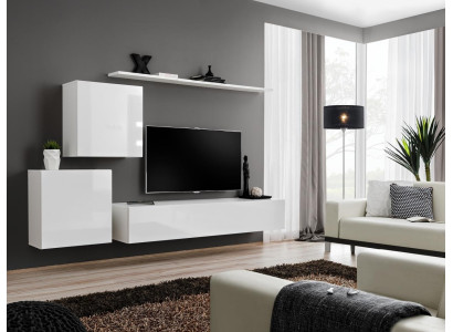 Luxury white living wall design sideboard furniture wall cabinet TV stand shelves