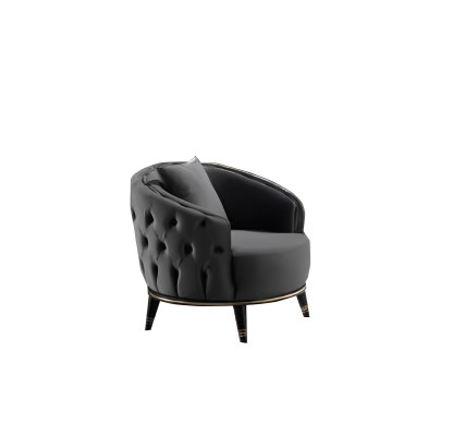 Gray round Chesterfield armchair for living room
