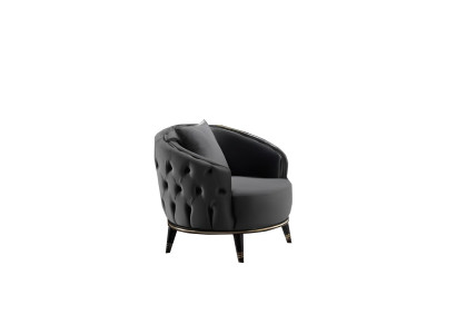 Gray round Chesterfield armchair for living room