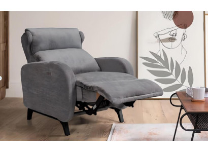Gray reclining armchair with luxury footrest for living room