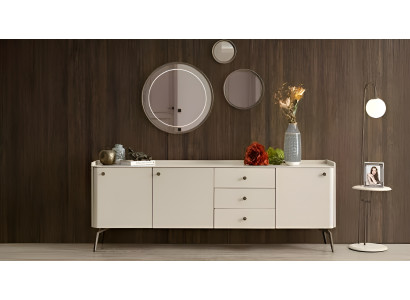 Luxurious white designer dining room sideboard, elegant buffet