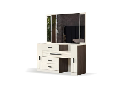 Luxury wooden bedroom furniture with modern mirror