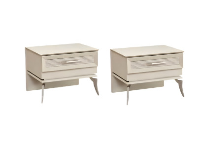 Modern bed with 2 luxury wooden nightstands