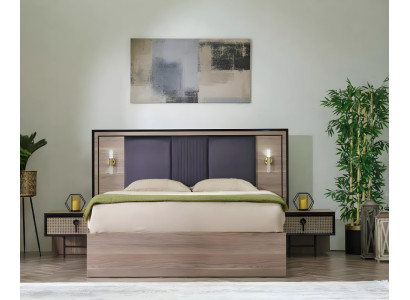 Complete modern bedroom set of 6 pieces with luxurious bed and wardrobe