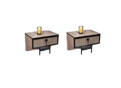 Modern 2x beige nightstand design luxury bedroom furniture in wood