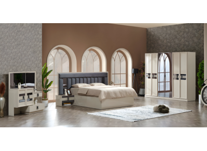 Luxury modern design 5-piece bedroom furniture set double bed wardrobe