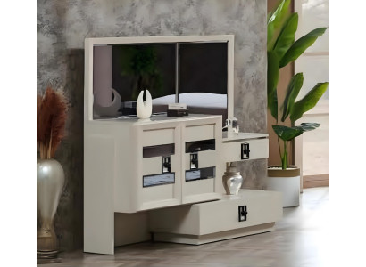 Luxury wooden vanity table with modern design mirror