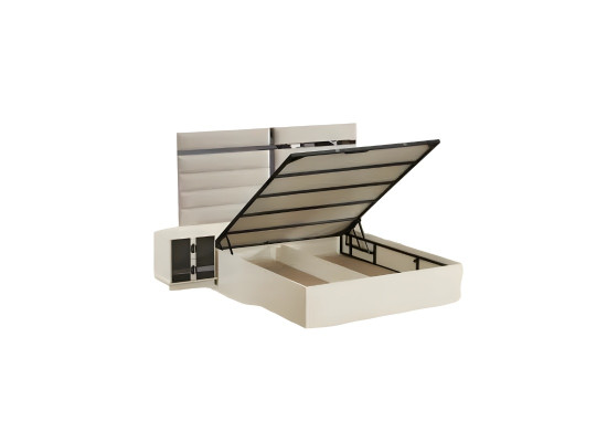 Luxury beige wooden bed for bedroom modern design style