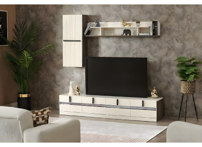3-piece living room set with wooden TV cabinet complete shelf