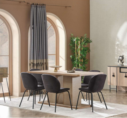 Dining set 6 chairs complete dining table 7 pieces luxury modern design