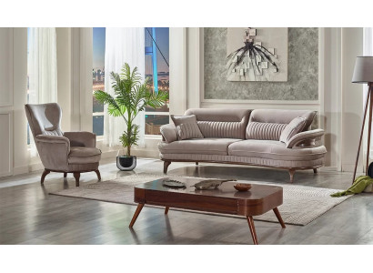 Complete 2-piece sofa set for living room 3+1 seats modern design upholstered furniture