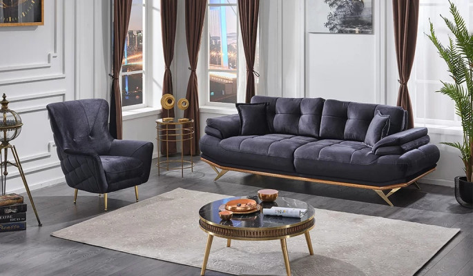 2-piece luxury sofa set for living room 3+1 seats luxury upholstered furniture