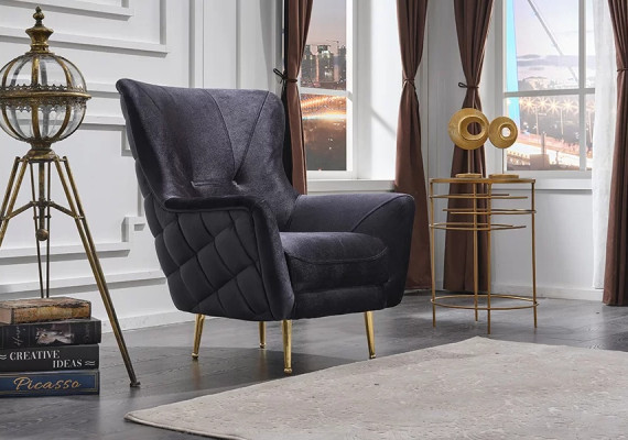 Gray fabric armchair luxury design upholstered furniture living room