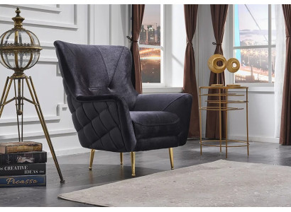 Gray fabric armchair luxury design upholstered furniture living room