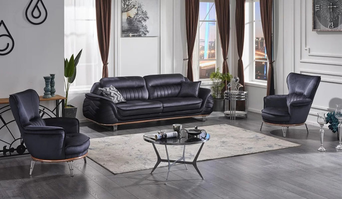 Luxury black sofa set 3+1+1 for living room