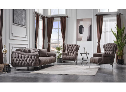 Luxury upholstered fabric 3-piece sofa design