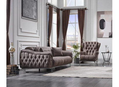 Luxurious complete three-seater sofa set upholstered living room furniture