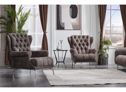 Luxury modern Chesterfield armchair 2x for living room furniture