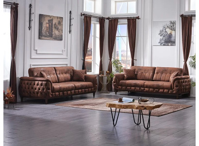 Modern design 2x three-seater sofa set