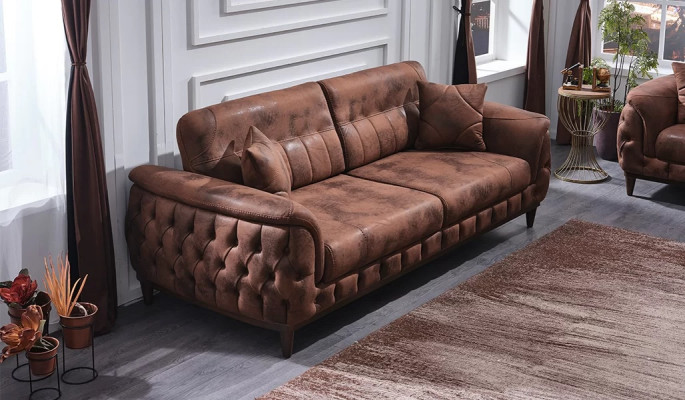 Luxury modern design 3-seater sofa in leather