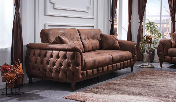Luxury modern design 3-seater sofa in leather