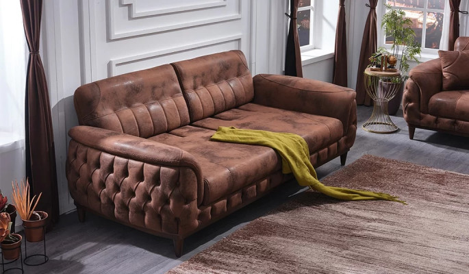 Luxury modern design 3-seater sofa in leather