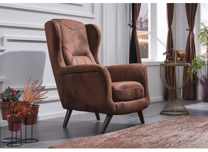 Modern luxury armchair for living room in brown leather
