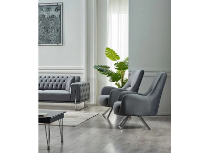 Gray upholstered furniture 2x design textile armchairs