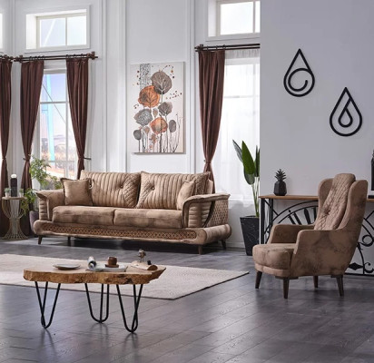 Luxury sofa set 3+2 places for living room in fabric