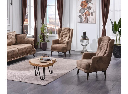 Design 2x upholstered lounge armchair in luxury modern complete furniture
