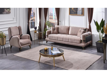 Modern sofa set 3+1 seats for upholstered furniture beige