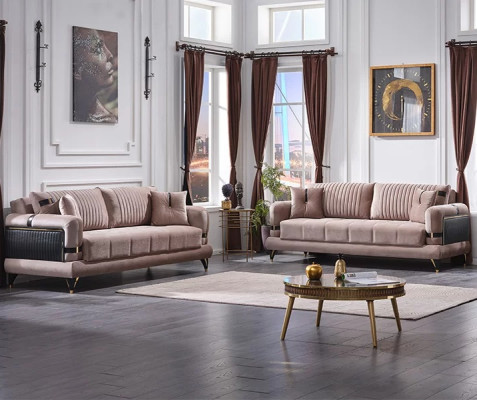 Salon 2x modern sofa set luxury beige