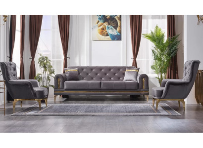 3-piece design sofa set 2x Chesterfield armchair 3-seater sofa
