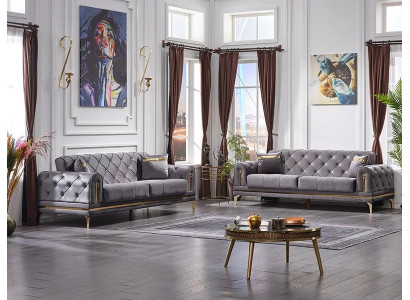Divano 2x Chesterfield gray luxury sofa set