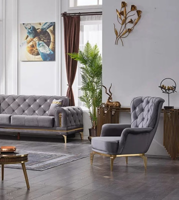 Modern gray armchair in luxury upholstered furniture