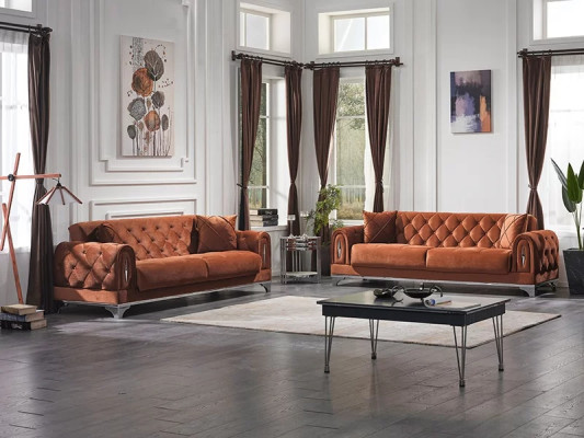 Luxury Chesterfield sofa for 2 people in brown