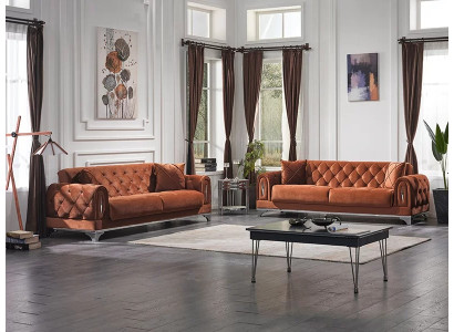 Luxury Chesterfield sofa for 2 people in brown