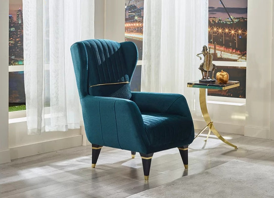 Green upholstered armchair for modern living room furniture