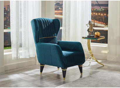 Green upholstered armchair for modern living room furniture