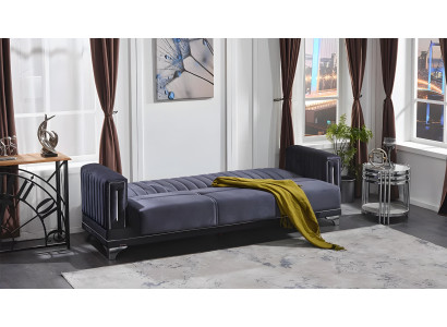 Modern 3-seater sofa for living room in gray fabric