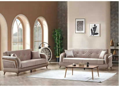 Modern ensemble of 2 three-seater sofas for living room