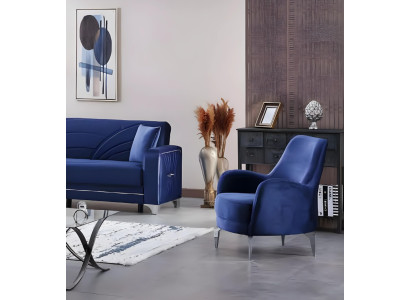 Modern blue armchair for living room upholstered furniture design textile