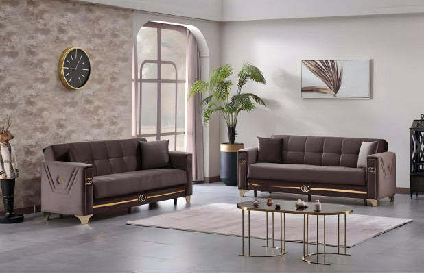 Upholstered sofa set 2x complete armchair 3-seater living room sofa