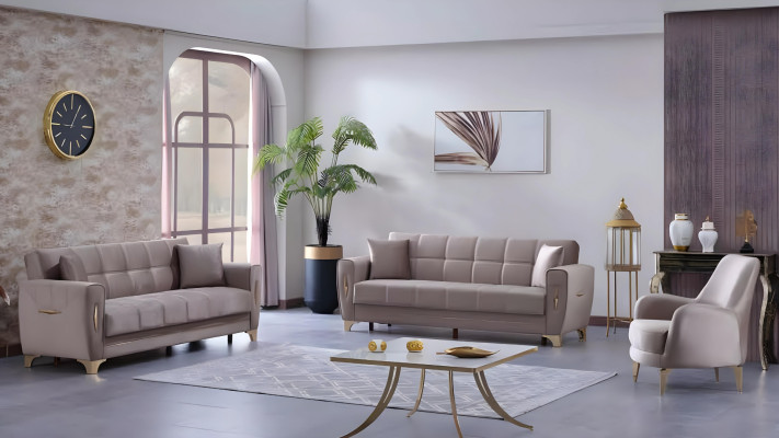 Fabric sofa set for living room 3+3+1 seats upholstered furniture