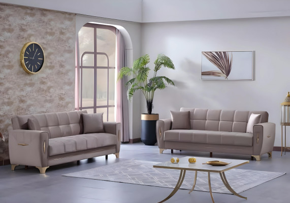 Complete luxury sofa set 3+3 seats living room 2x three-seater sofas