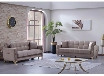Complete luxury sofa set 3+3 seats living room 2x three-seater sofas